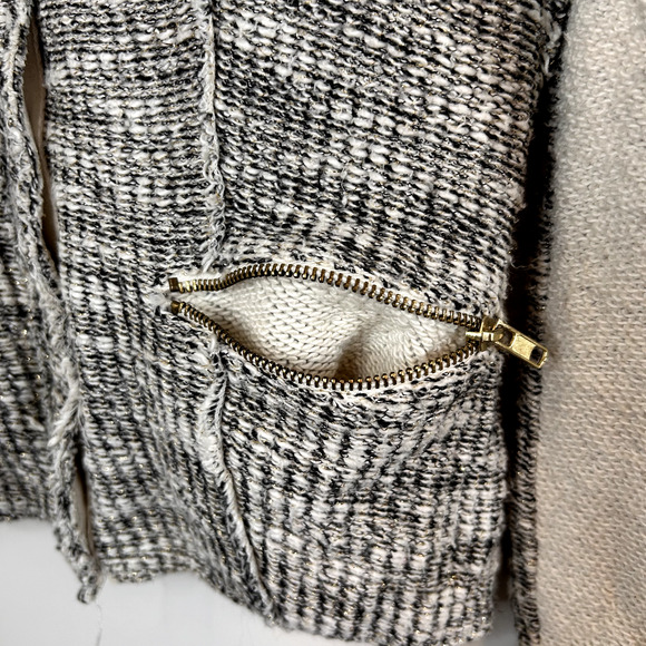 Anthropologie Cartonnier Knit Cardigan Womens M Ivory Snap Front Heavy Caridgan - Picture 5 of 9